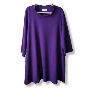 NOEN Purple Shift Ponte Knit Dress Top 18 Modern Minimalist Career Statement NEW